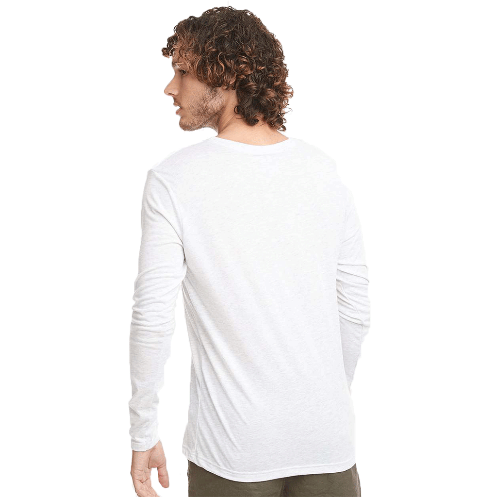 Next Level Men's Heather White Triblend Long-Sleeve Crew Tee