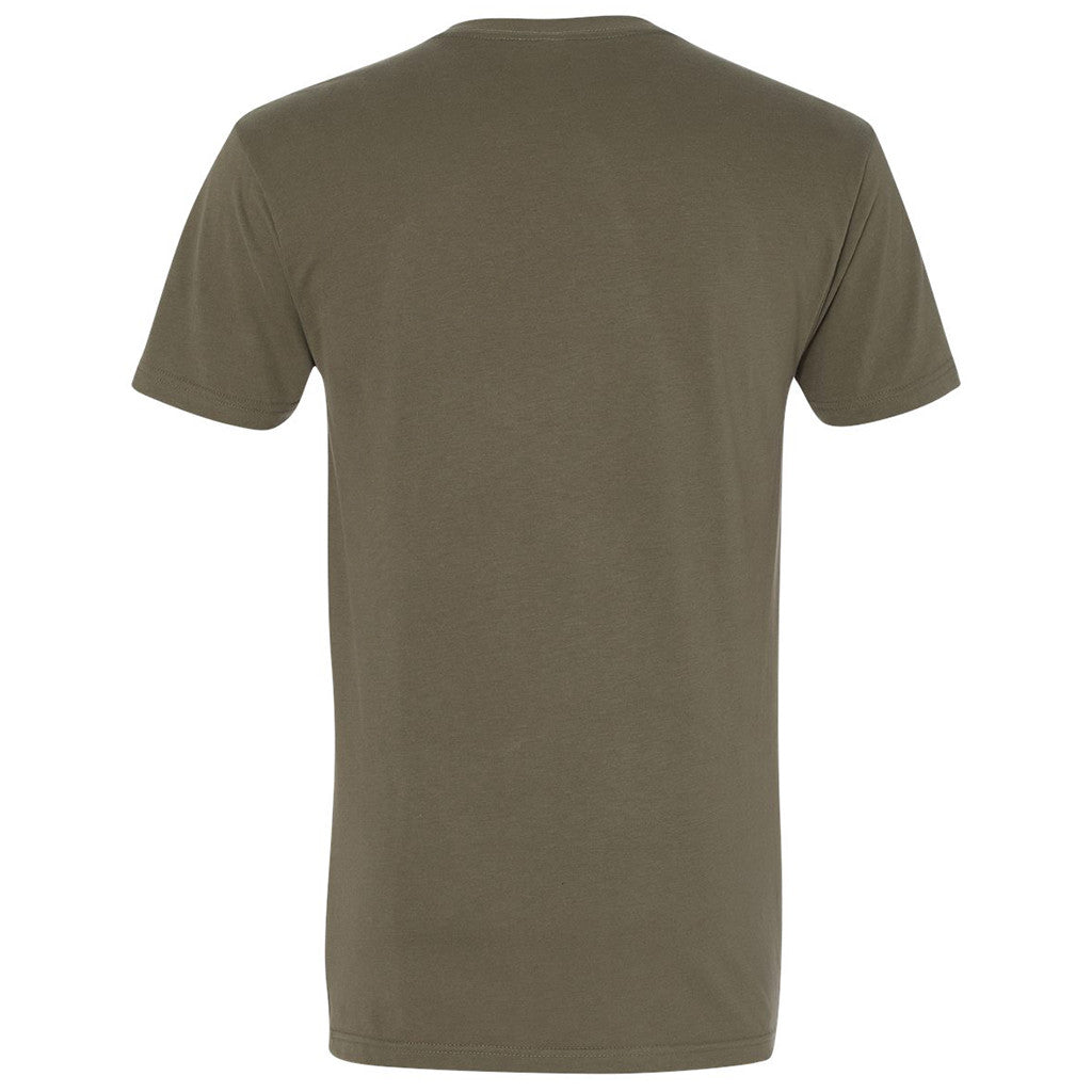 Next Level Men's Military Green Premium Fitted Sueded V-Neck Tee