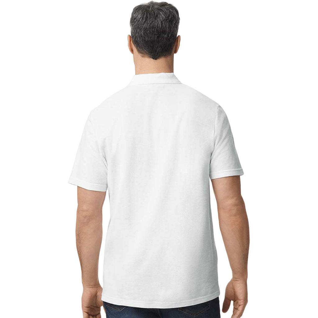 Gildan Men's White Softstyle Adult Pique Polo