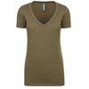 Next Level Women's Military Green CVC Deep V Tee