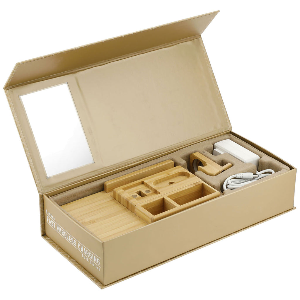 Leed's Natural Bamboo Fast Wirelsss Charging Dock Station