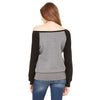 Bella + Canvas Women's Deep Heather/Black Wide Neck Sweatshirt