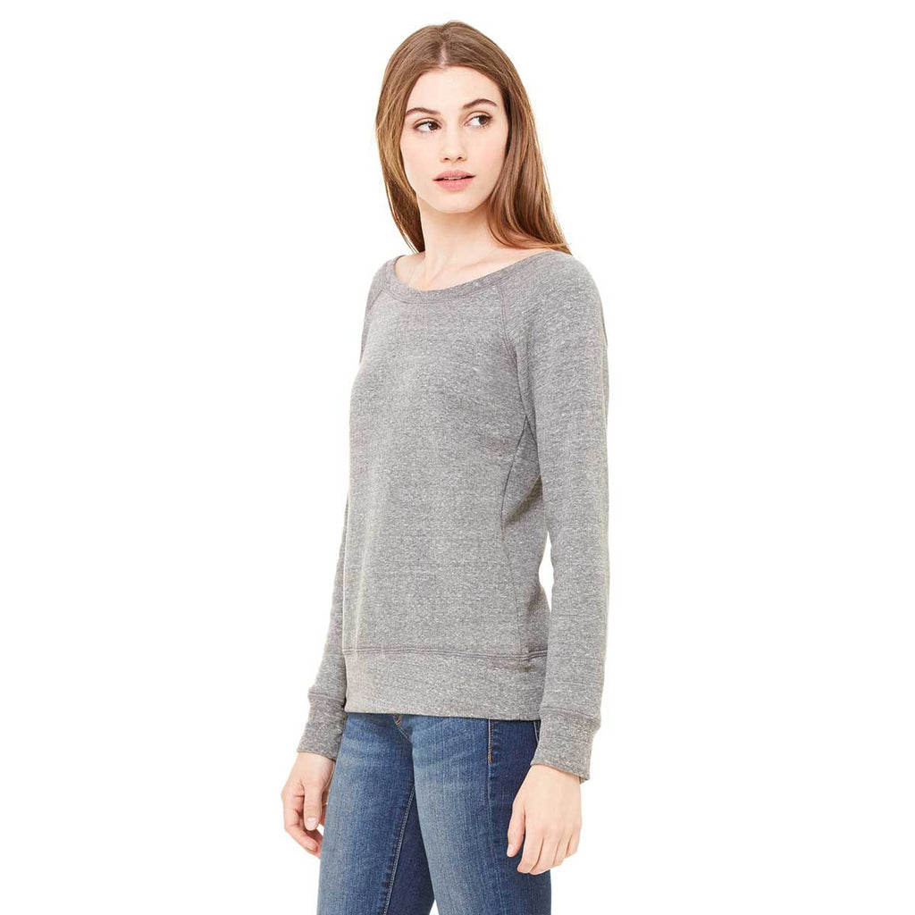 Bella + Canvas Women's Grey Triblend Wide Neck Sweatshirt