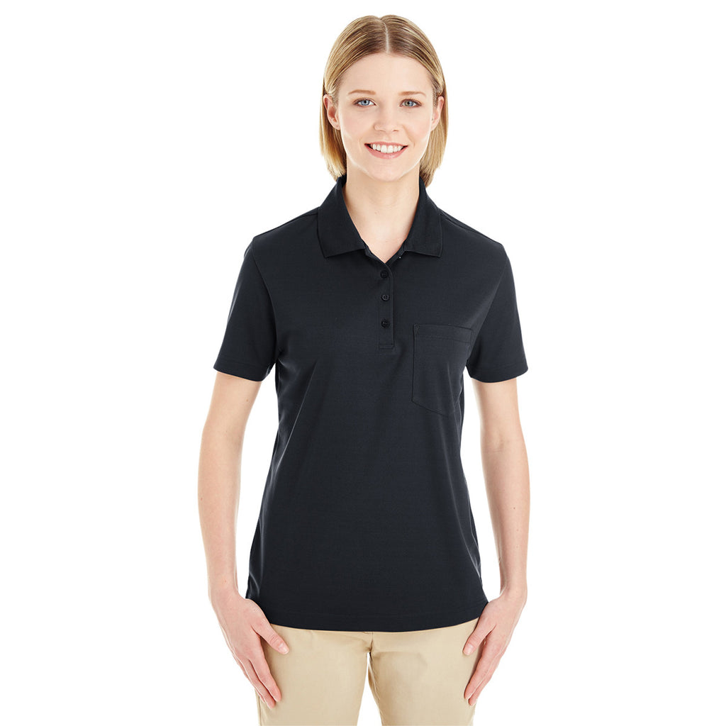 Core 365 Women's Black Origin Performance Pique Polo with Pocket