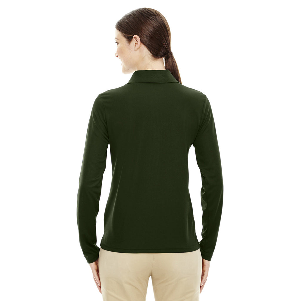 Core 365 Women's Forest Green Pinnacle Performance Long-Sleeve Pique Polo