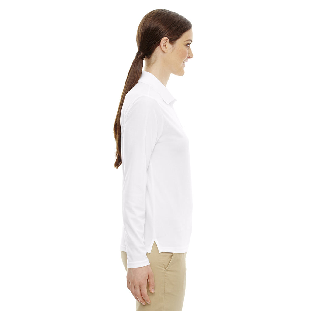 Core 365 Women's White Pinnacle Performance Long-Sleeve Pique Polo