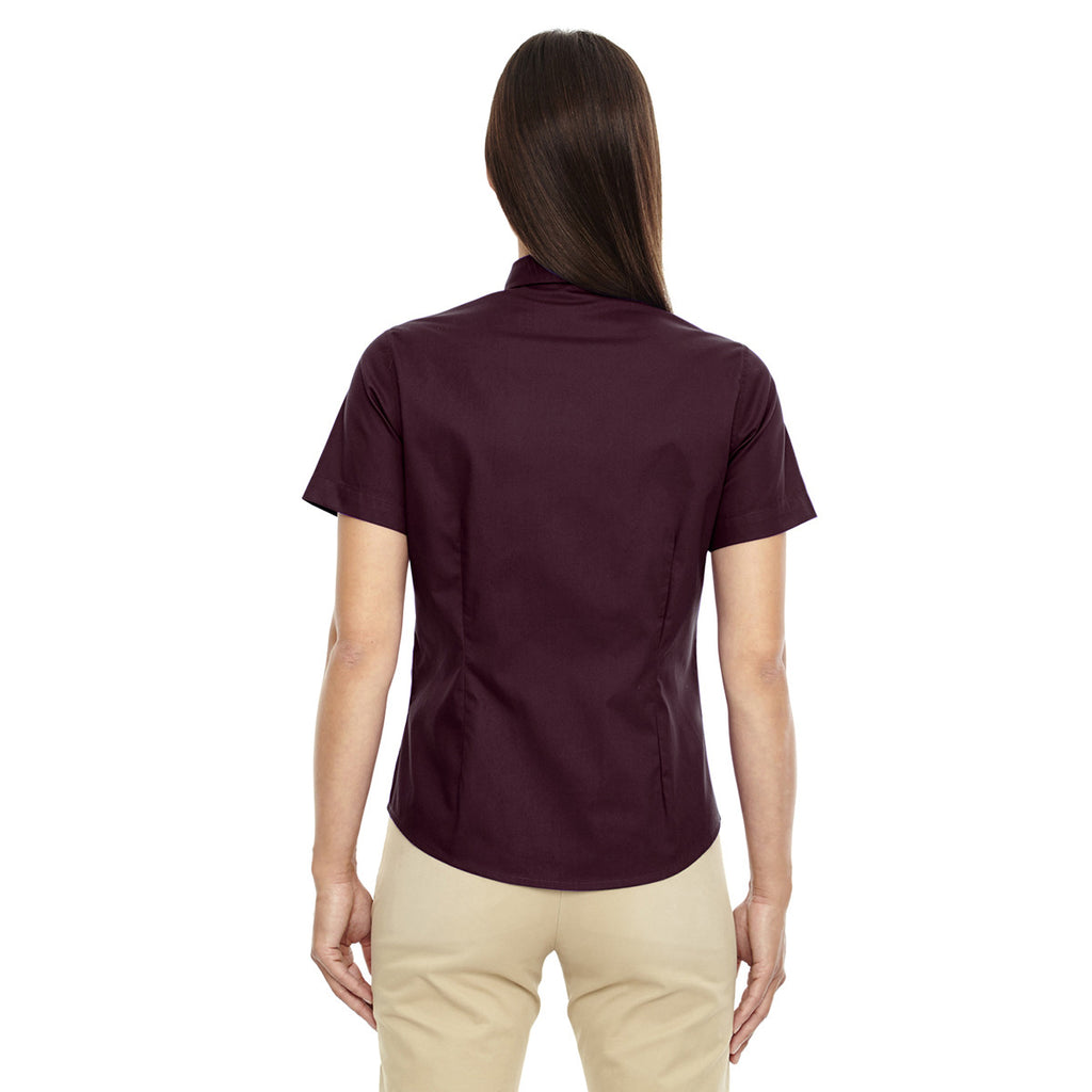 Core 365 Women's Burgundy Optimum Short-Sleeve Twill Shirt