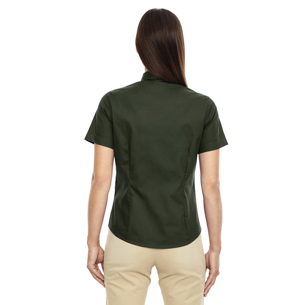 Core 365 Women's Forest Green Optimum Short-Sleeve Twill Shirt