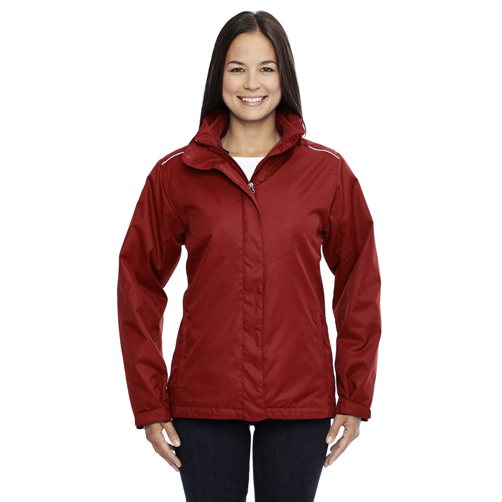 Core 365 Women's Classic Red Region 3-in-1 Jacket with Fleece Liner