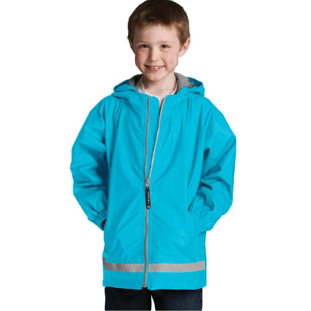 Charles River Youth Wave/Reflective New Englander Rain Jacket