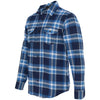 Burnside Men's Blue/White Yarn-Dyed Long Sleeve Flannel Shirt