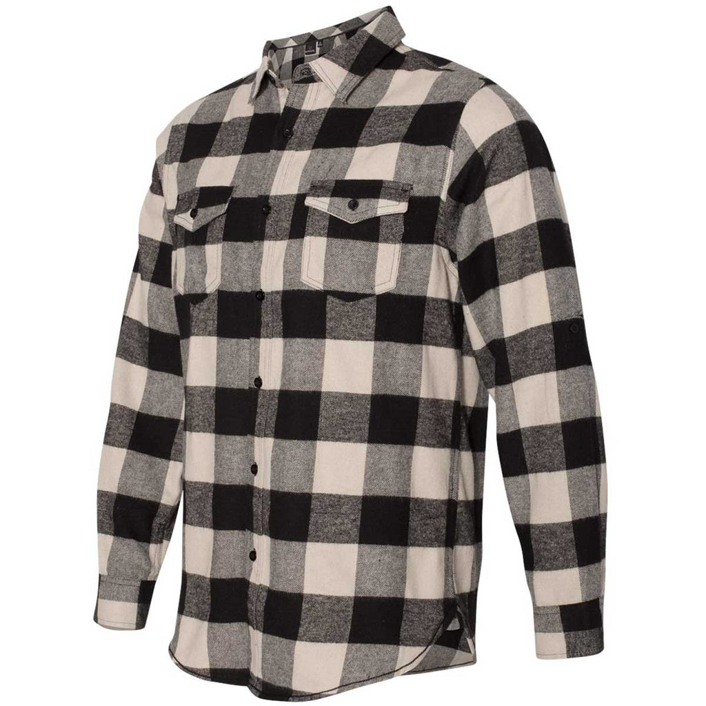 Burnside Men's Ecru/Black Buffalo Yarn-Dyed Long Sleeve Flannel Shirt