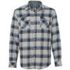 Burnside Men's Grey/Blue Yarn-Dyed Long Sleeve Flannel Shirt