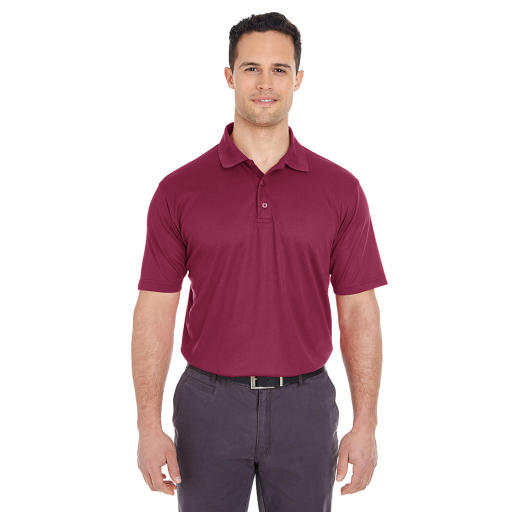 UltraClub Men's Maroon Cool & Dry Mesh Pique Polo