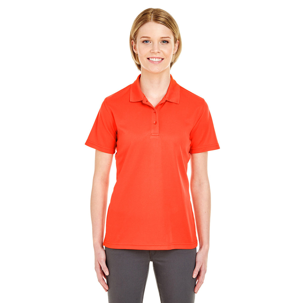 UltraClub Women's Orange Cool & Dry Mesh Pique Polo