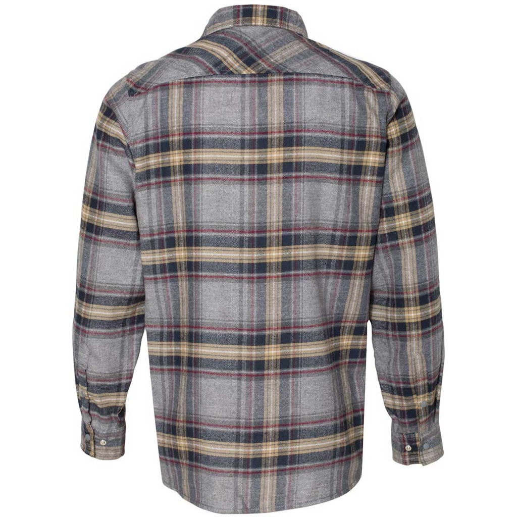 Burnside Men's Light Grey Snap Front Long Sleeve Plaid Flannel Shirt