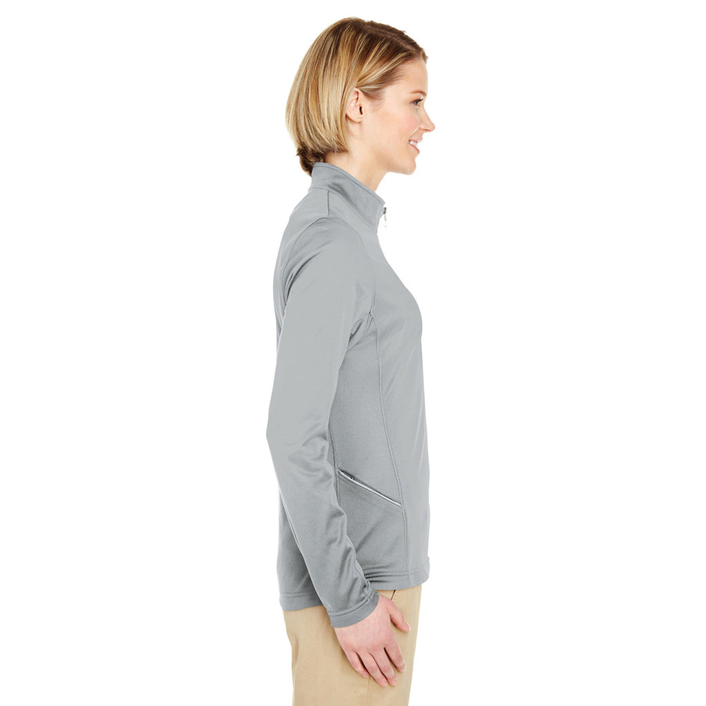 UltraClub Women's Grey Cool & Dry Sport Quarter-Zip Pullover