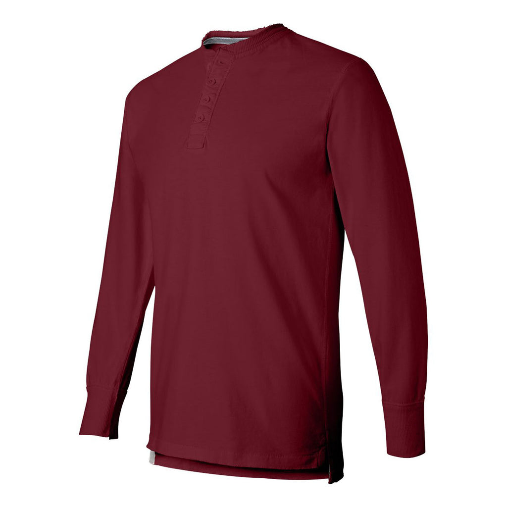 J. America Men's Simply Red Vintage Brushed Jersey Henley