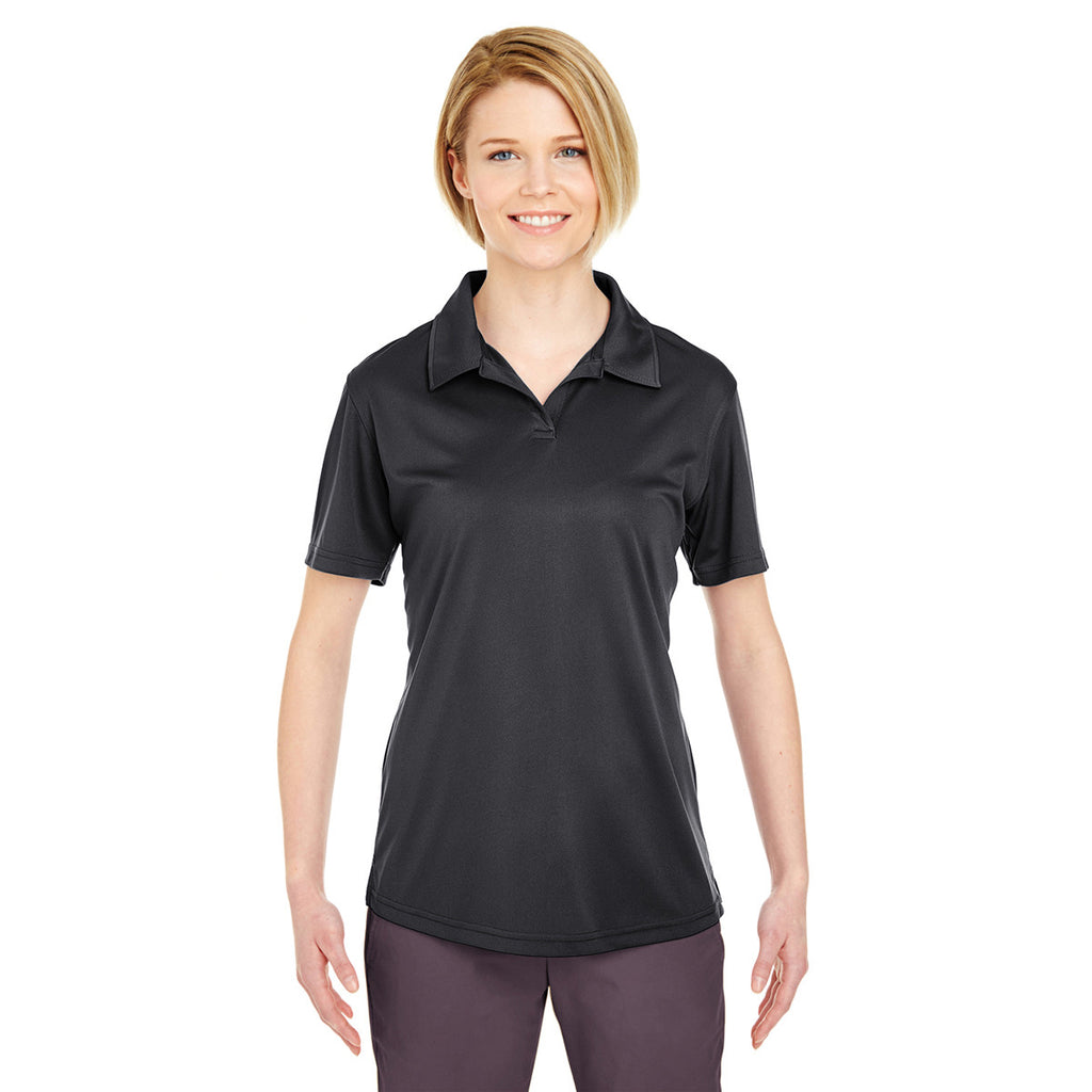 UltraClub Women's Black Cool & Dry Sport Performance Interlock Polo