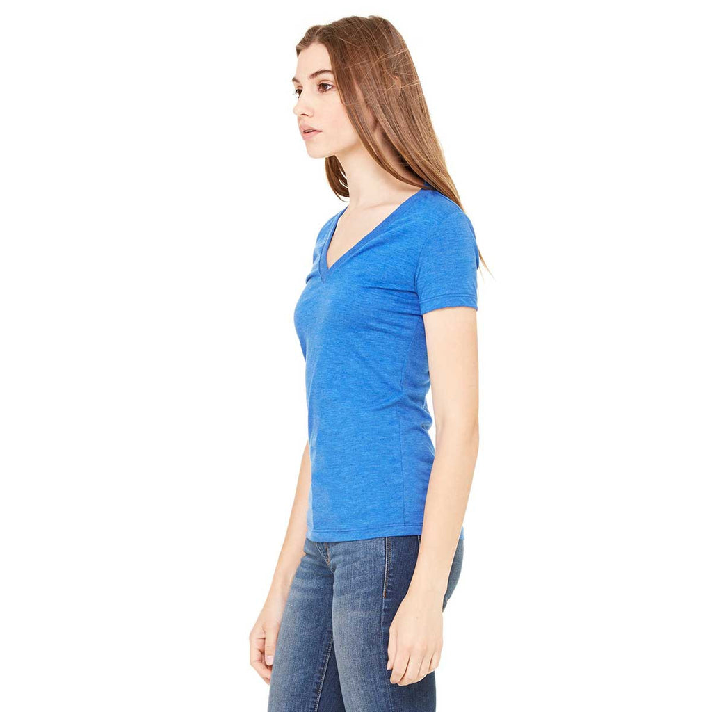 Bella + Canvas Women's True Royal Triblend Short-Sleeve Deep V-Neck T-Shirt