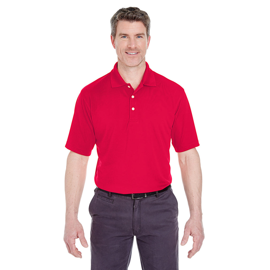 UltraClub Men's Red Cool & Dry Stain-Release Performance Polo