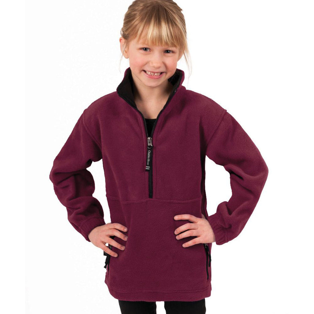 Charles River Youth Maroon/Black Adirondack Fleece Pullover