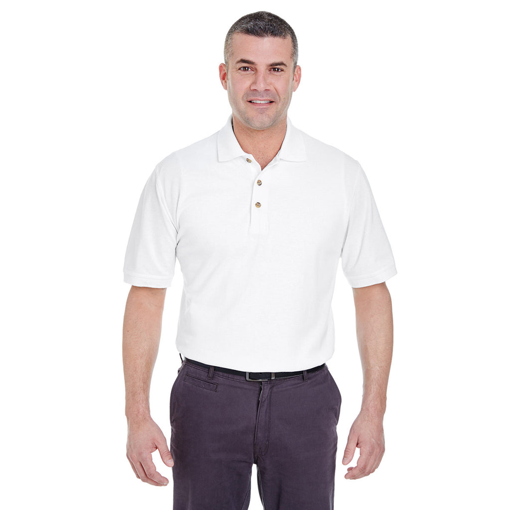 UltraClub Men's White Classic Pique Polo