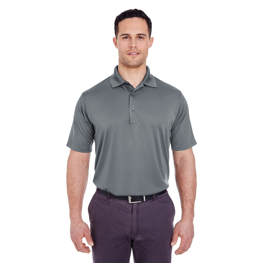 UltraClub Men's Charcoal Cool & Dry 8 Star Elite Performance Interlock Polo