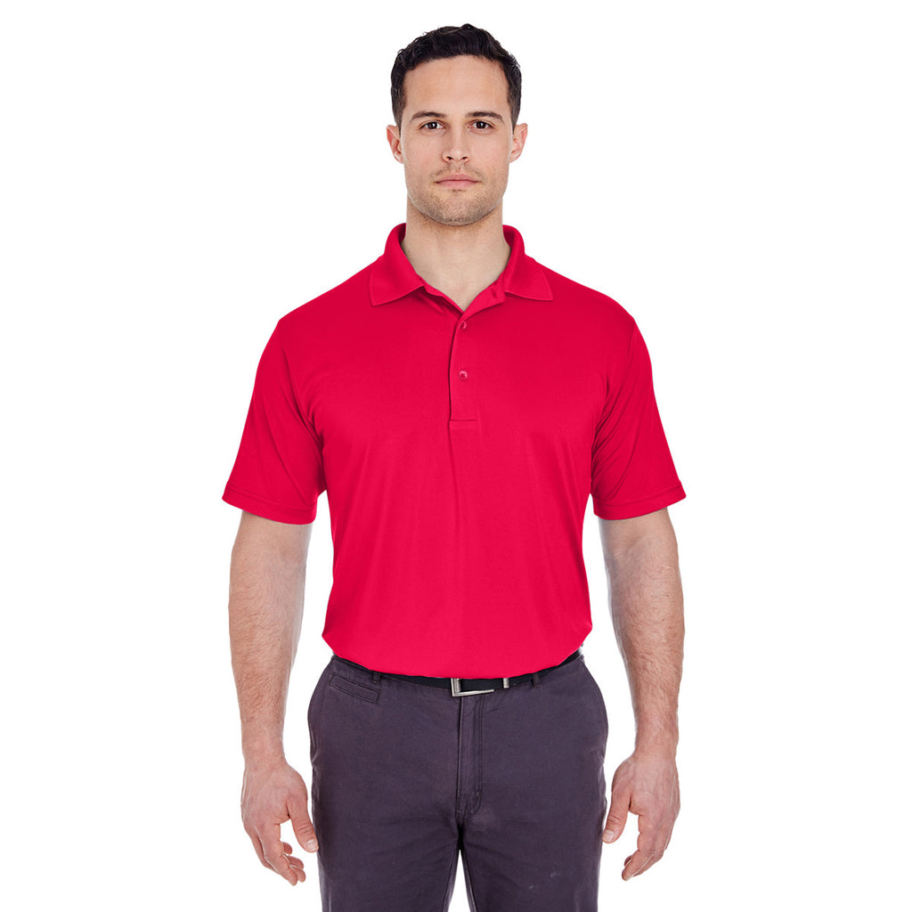 UltraClub Men's Red Cool & Dry 8 Star Elite Performance Interlock Polo