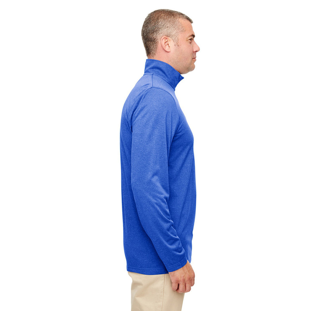 UltraClub Men's Royal Heather Cool & Dry Heathered Performance Quarter-Zip