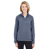 UltraClub Women's Navy Heather Cool & Dry Heathered Performance Quarter-Zip