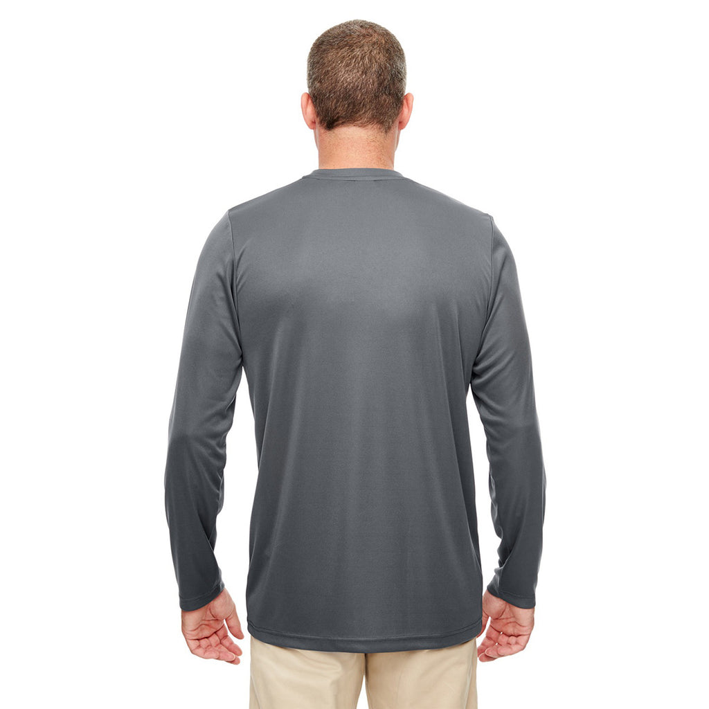 UltraClub Men's Charcoal Cool & Dry Performance Long-Sleeve Top