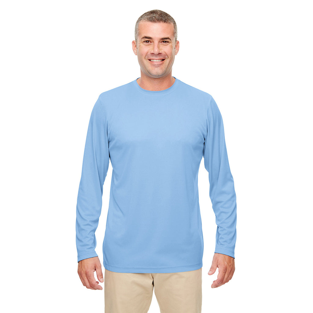 UltraClub Men's Columbia Blue Cool & Dry Performance Long-Sleeve Top