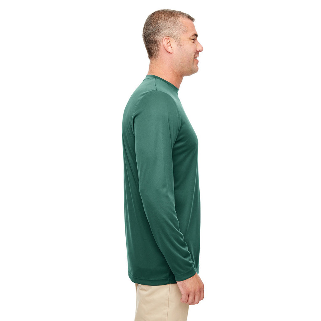 UltraClub Men's Forest Green Cool & Dry Performance Long-Sleeve Top