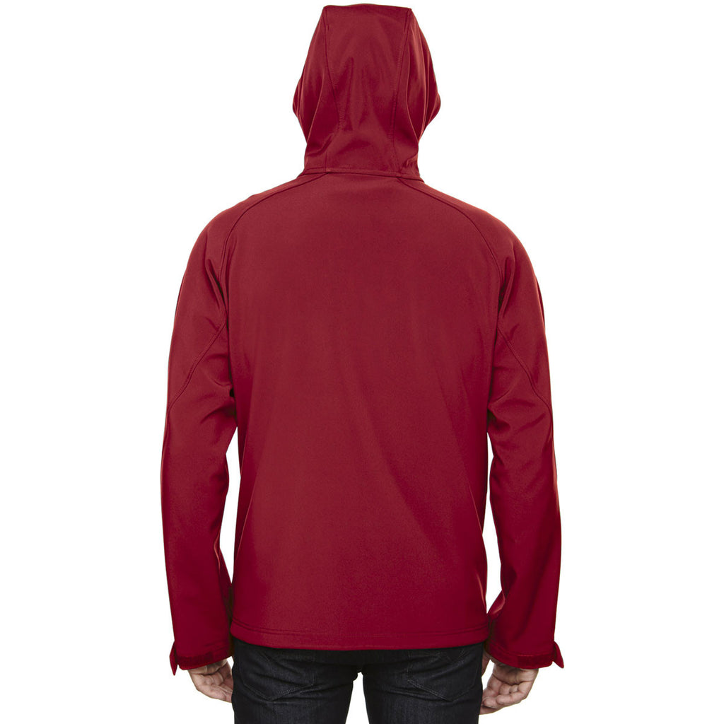 North End Men's Molten Red Prospect Two-Layer Fleece Bonded Soft Shell Hooded Jacket