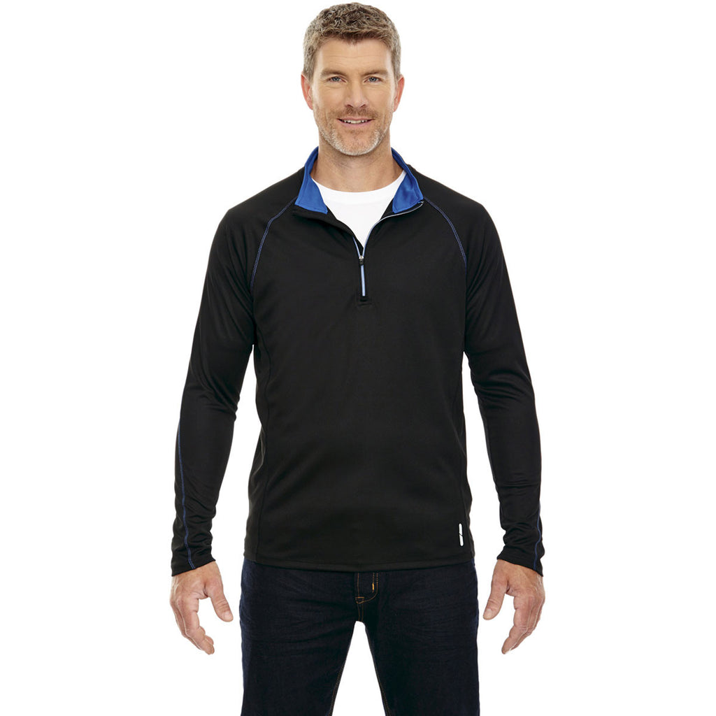 North End Men's Black/True Royal Radar Half-Zip Performance Long-Sleeve Top