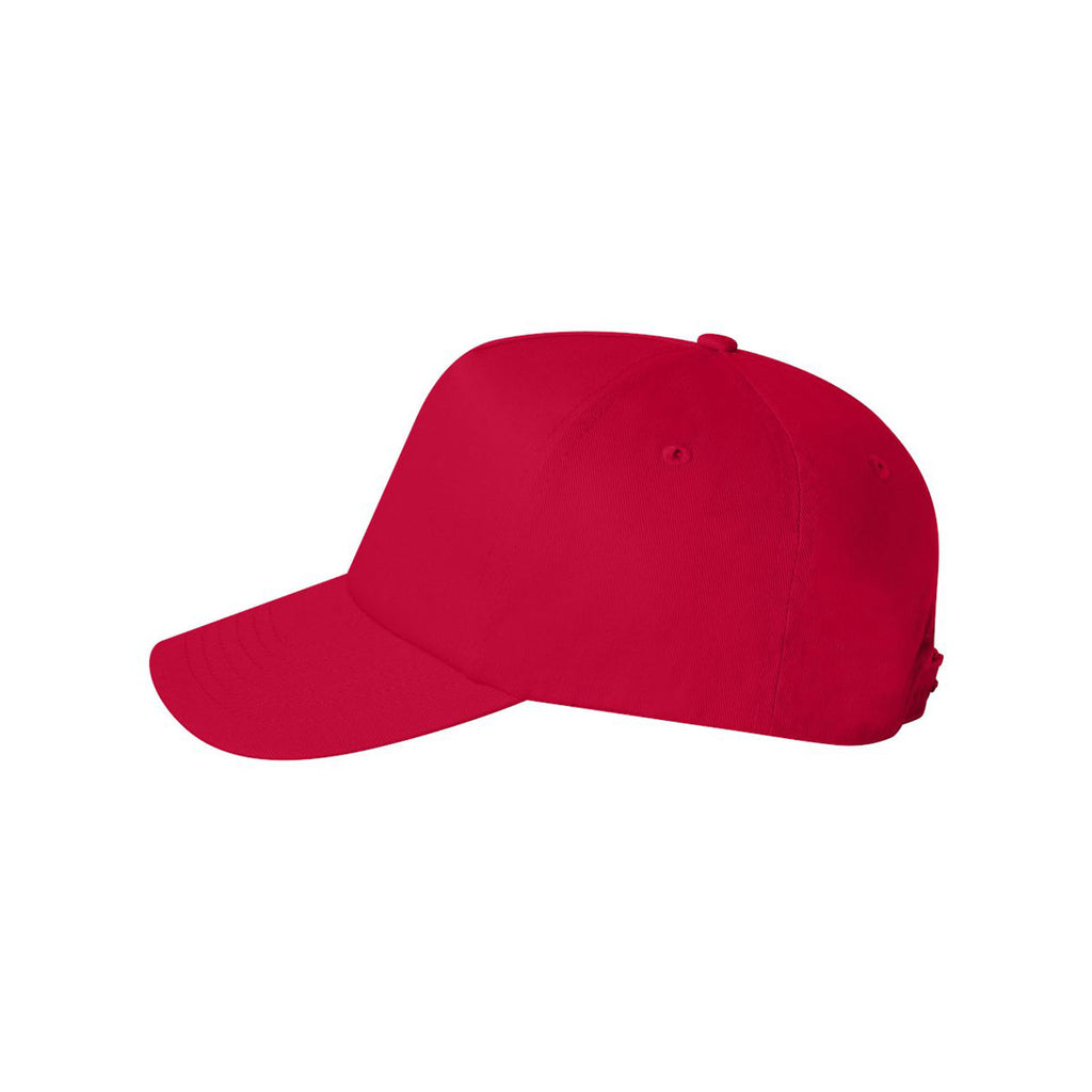 Valucap Red Five-Panel Twill Cap