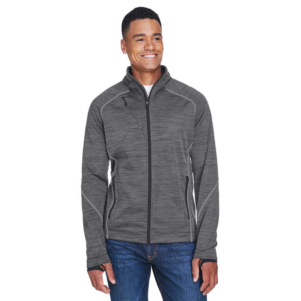 North End Men's Carbon/Black Flux Melange Bonded Fleece Jacket