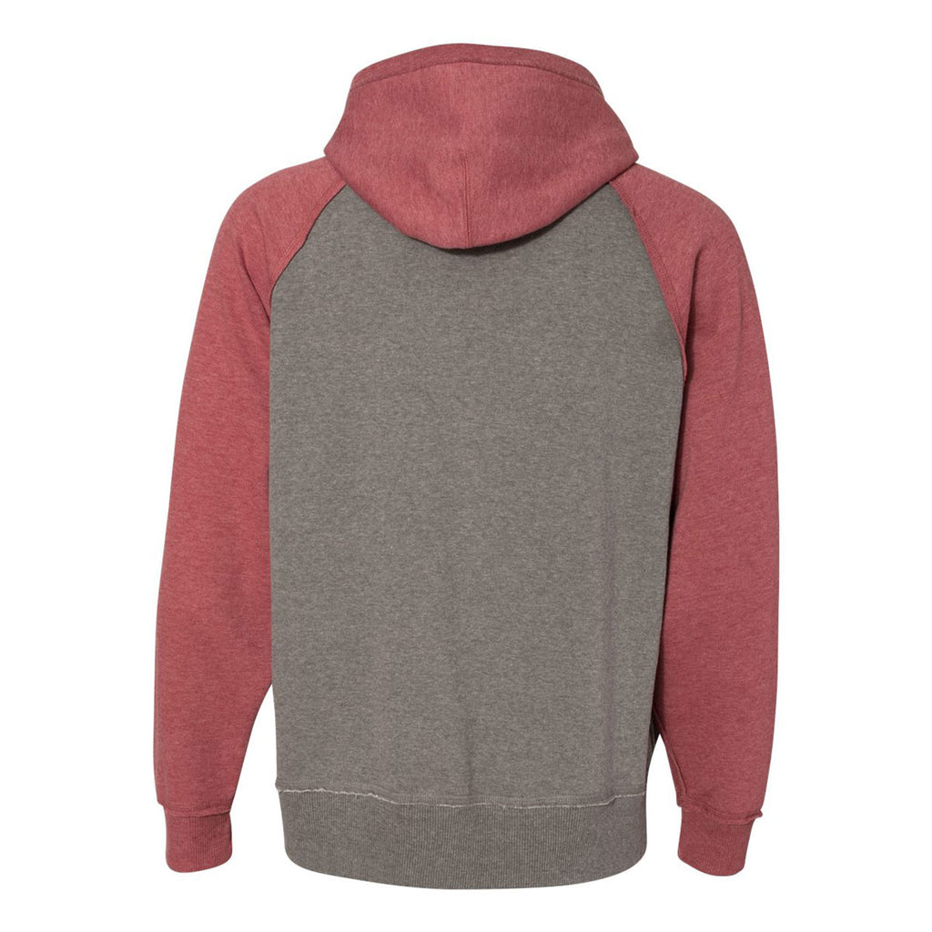 J. America Men's Smoke Heather/Simply Red Heather Vintage Heather Hooded Sweatshirt