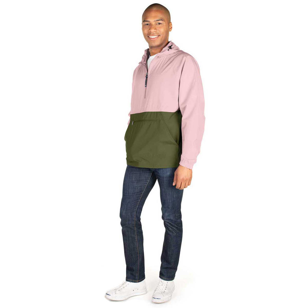 Charles River Unisex Rose Gold/Olive Color Blocked Pack-N-Go Pullover