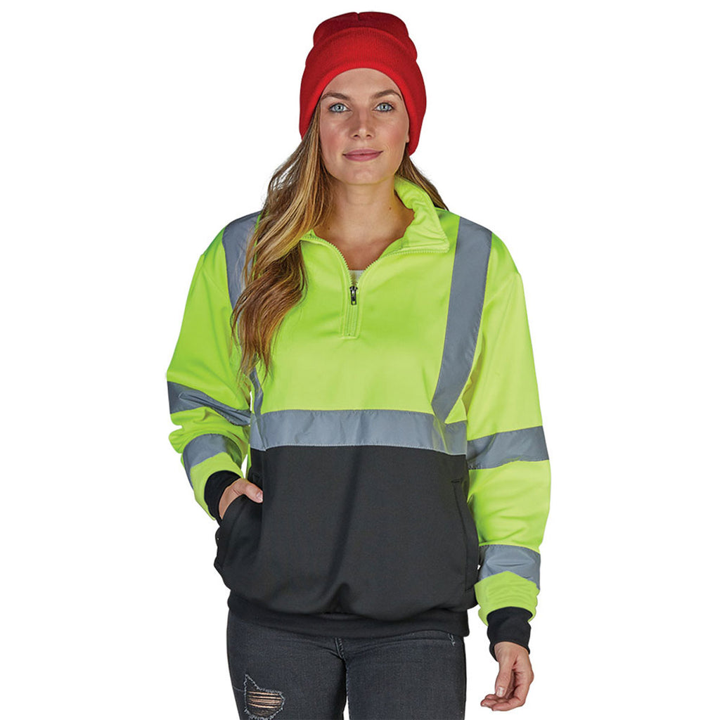 Charles River Unisex Lime/Black Quarter Zip High-Vis Sweatshirt