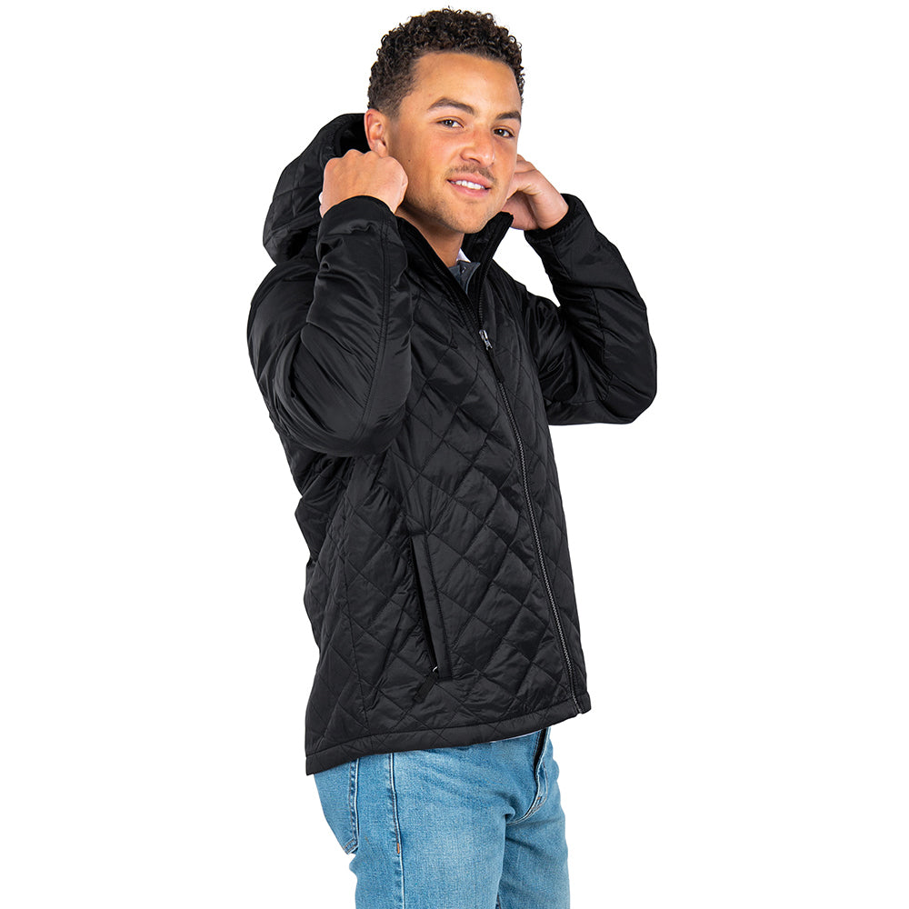 Charles River Men's Dark Black Lithium Quilted Hooded Jacket