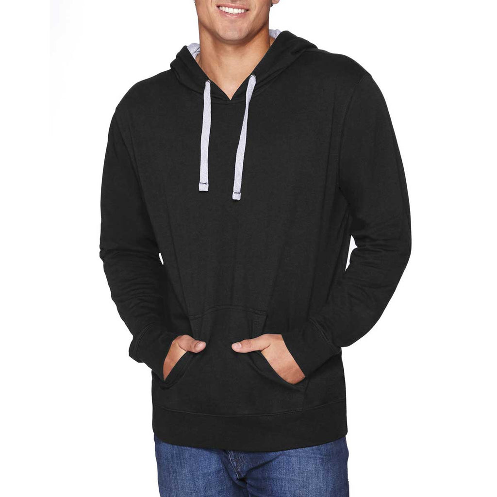 Next Level Unisex Black/Heather Gray French Terry Pullover Hoodie