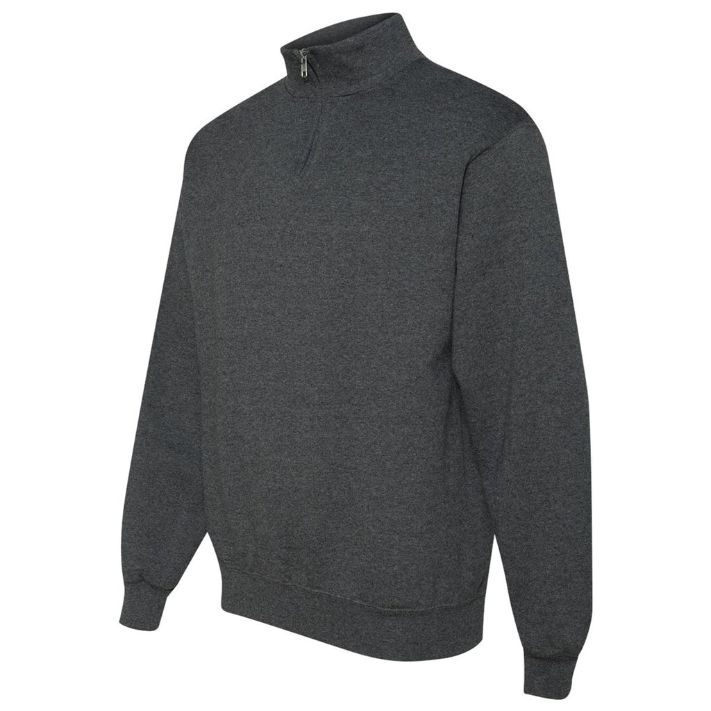 Jerzees Men's Black Heather Nublend Cadet Collar Quarter-Zip Sweatshirt