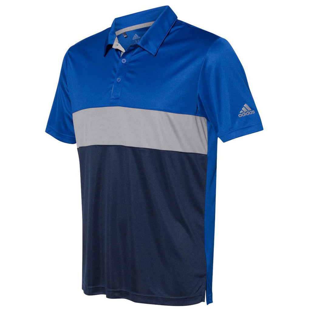 adidas Men's Collegiate Royal/Grey Three/Collegiate Navy Merch Block Sport Polo