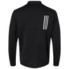 adidas Men's Black/Grey Two 3-Stripes Double Knit Quarter-Zip Pullover