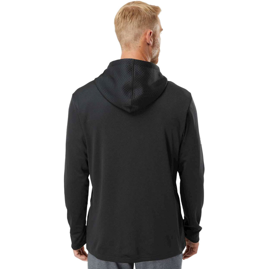 adidas Men's Black Textured Mix Media Hooded Sweatshirt