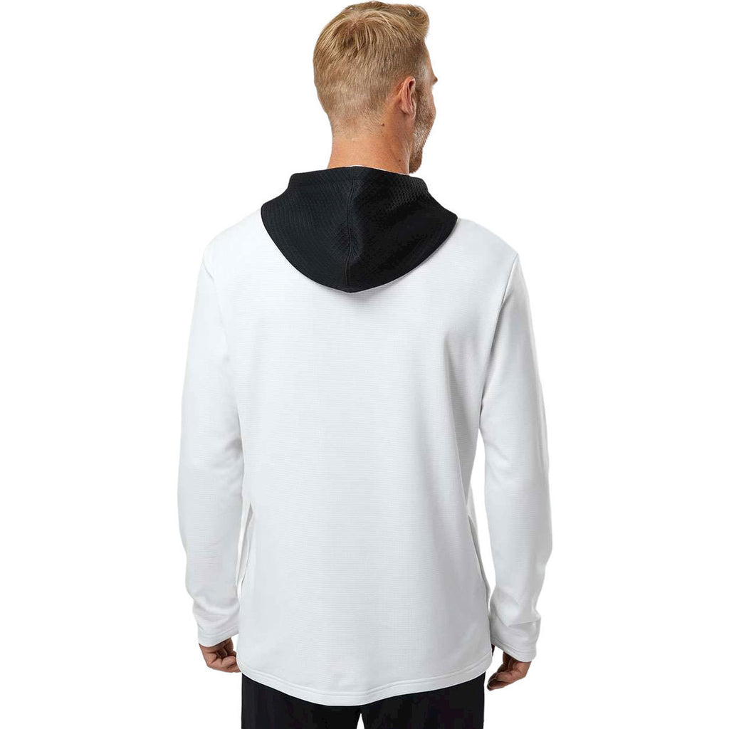 adidas Men's White Textured Mix Media Hooded Sweatshirt