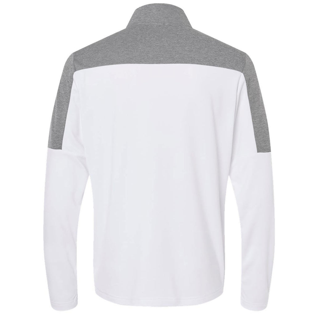 adidas Men's White/Grey Three Melange Lightweight Quarter Zip Pullover