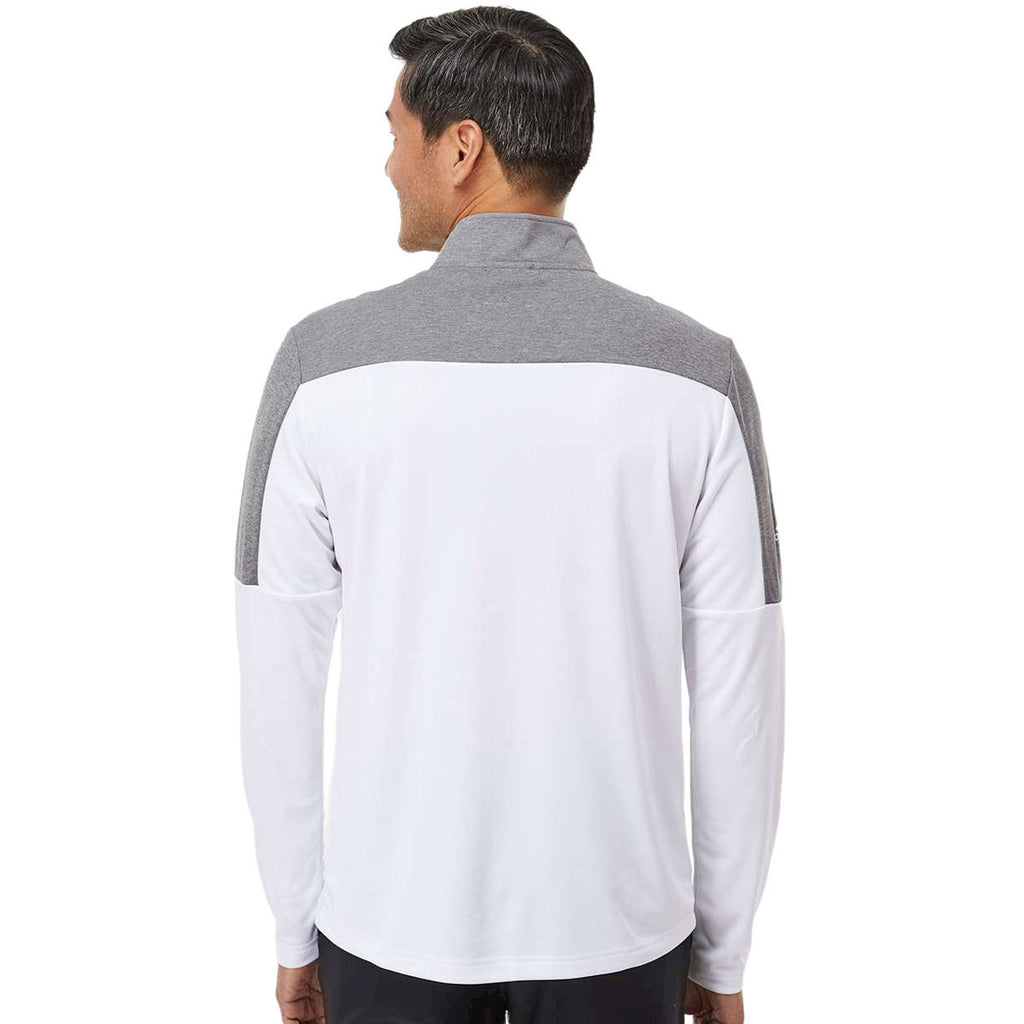 adidas Men's White/Grey Three Melange Lightweight Quarter Zip Pullover